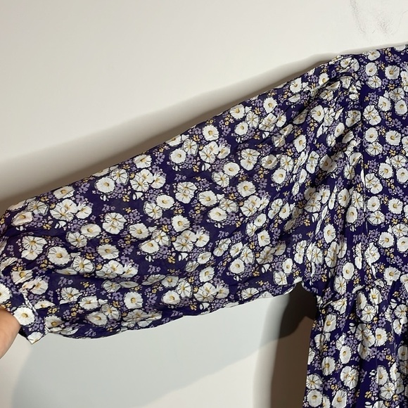 VICI | Long Sleeve Purple Floral Puff Sleeve Dress Size Large NWT - Picture 3 of 7
